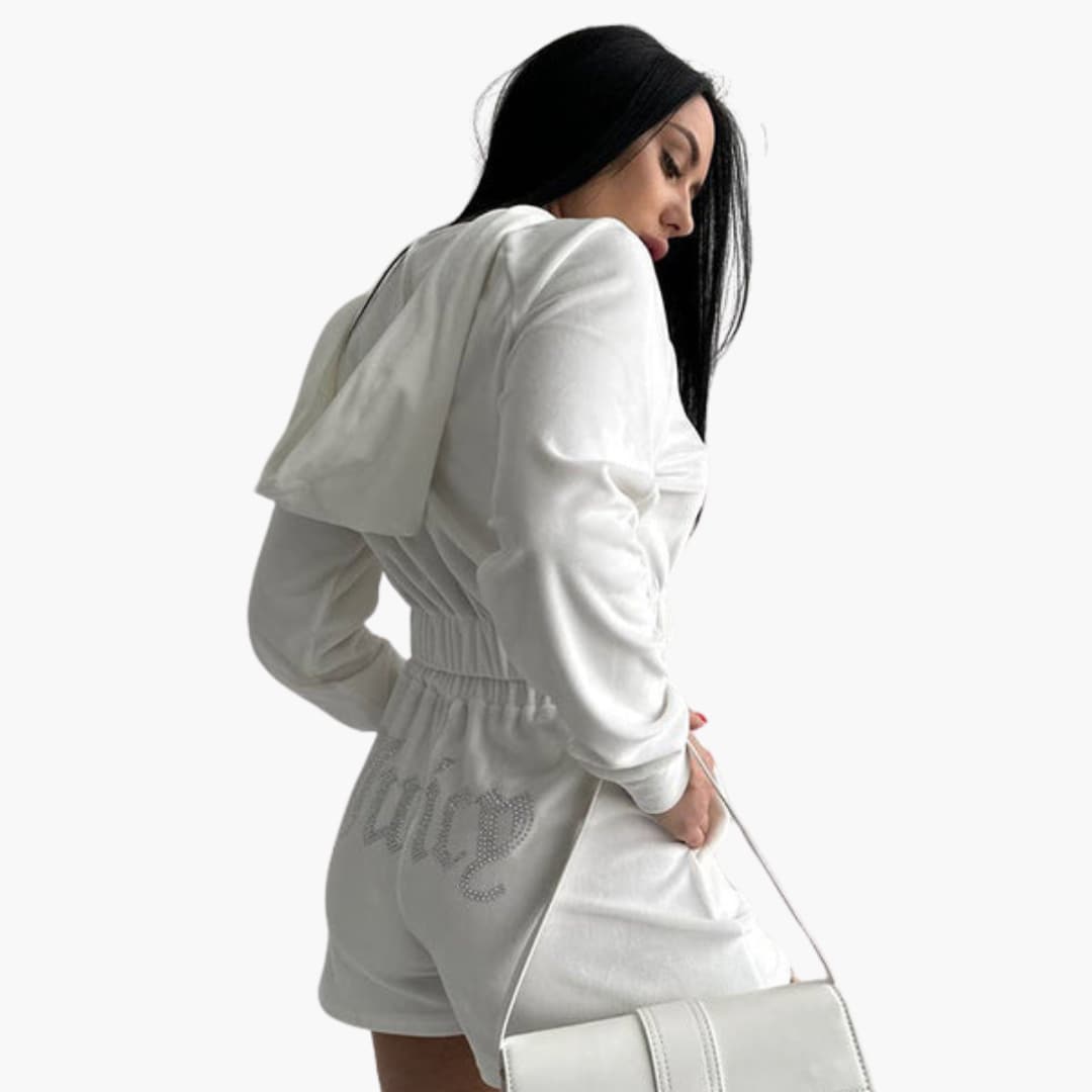 Completo sportivo donna con chiusura frontale a zip e vita elasticizzata