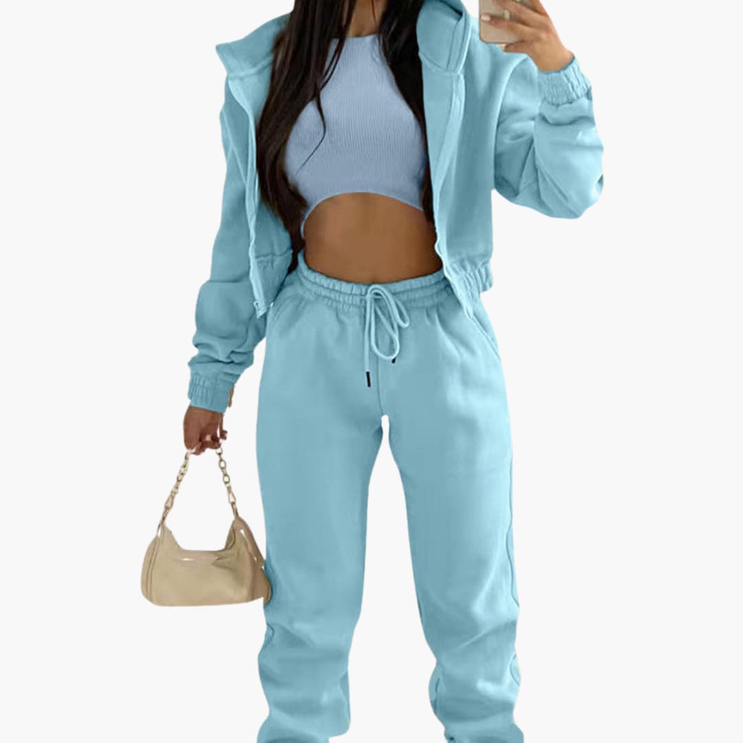 Completo sportivo donna con maglia a maniche lunghe e pantaloni con coulisse