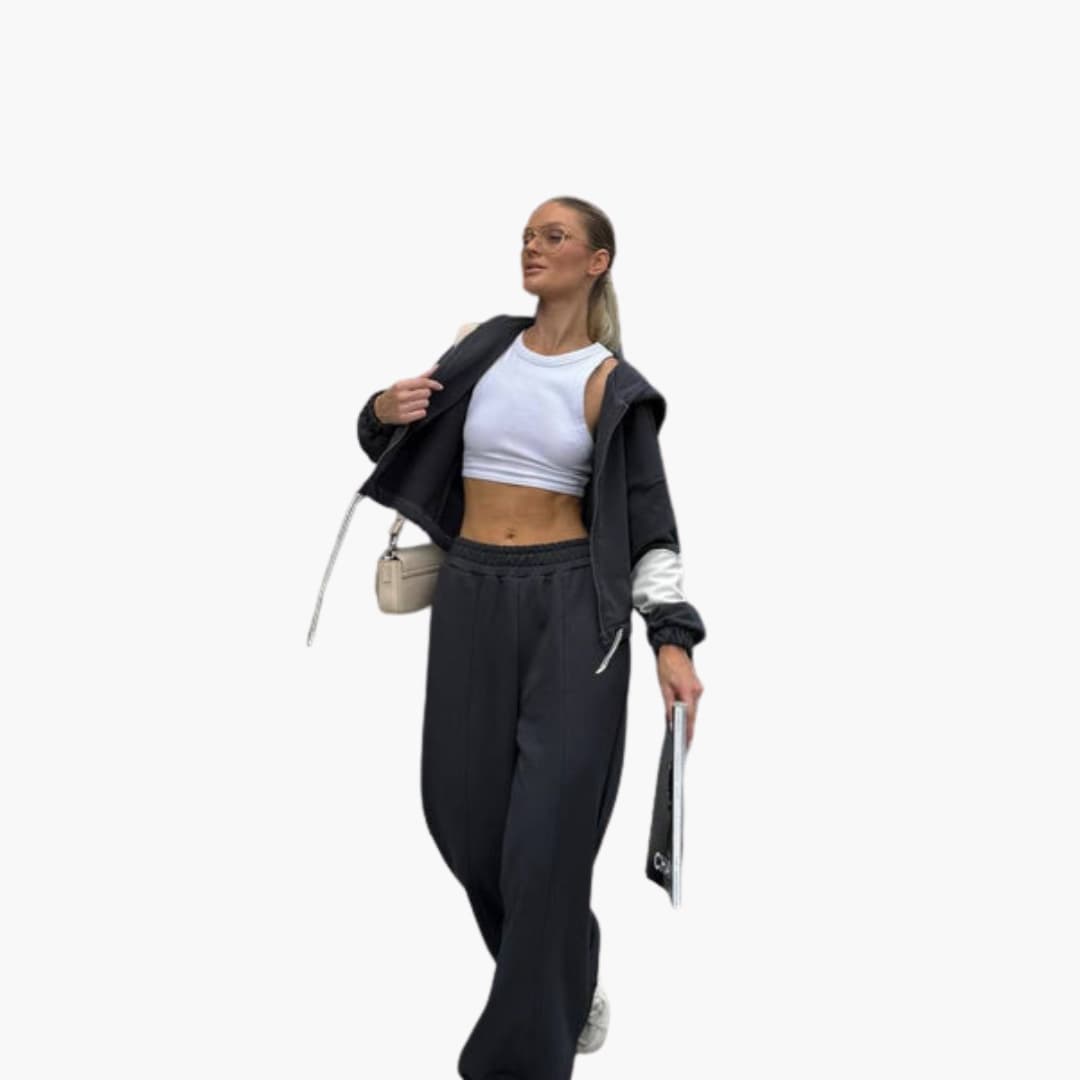 Completo sportivo donna con maglia a maniche lunghe e pantaloni con vita elastica