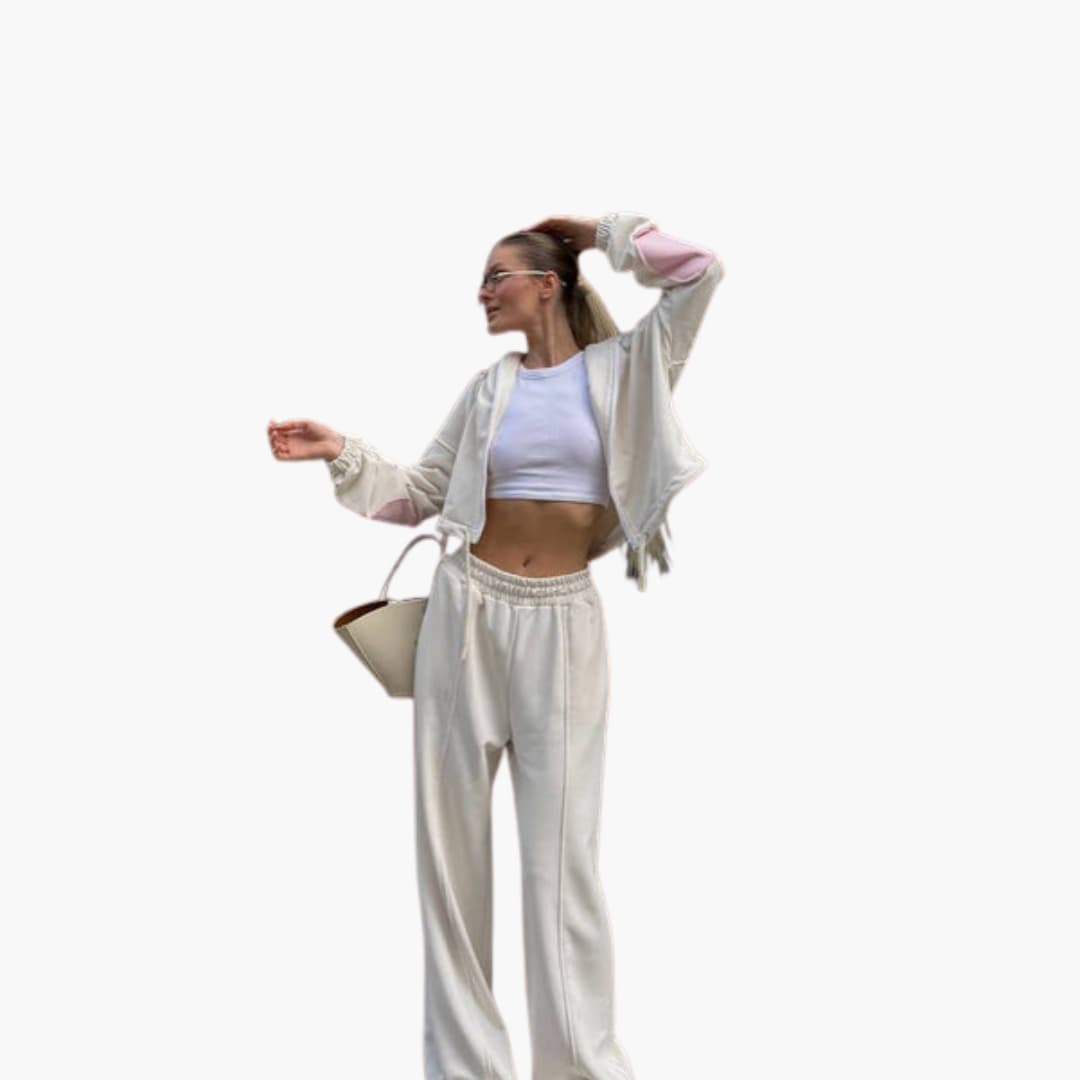 Completo sportivo donna con maglia a maniche lunghe e pantaloni con vita elastica