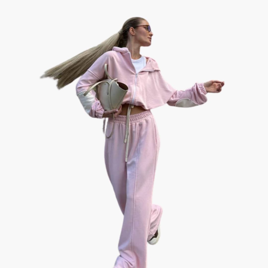 Completo sportivo donna con maglia a maniche lunghe e pantaloni con vita elastica