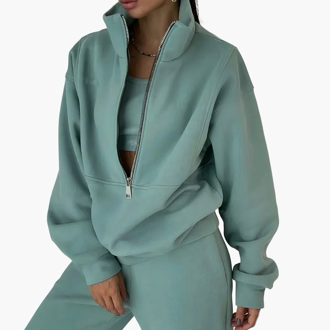 Ensemble de survêtement femme avec sweat à demi zip