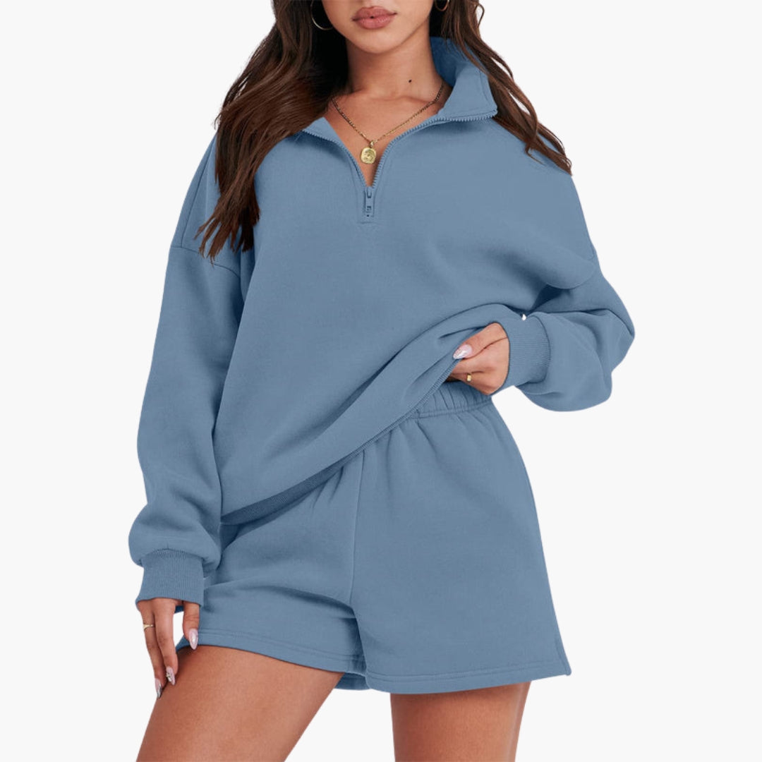 Completo relax donna con collo alto e top con zip