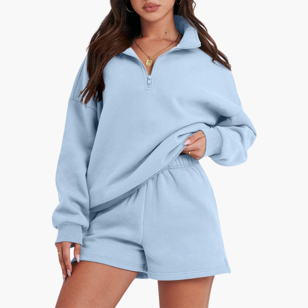 Completo relax donna con collo alto e top con zip