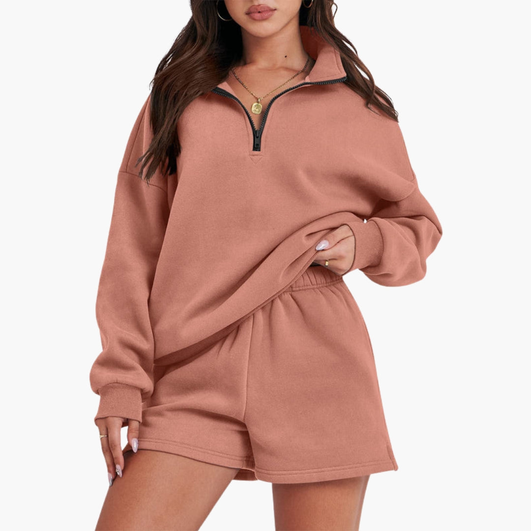 Completo relax donna con collo alto e top con zip