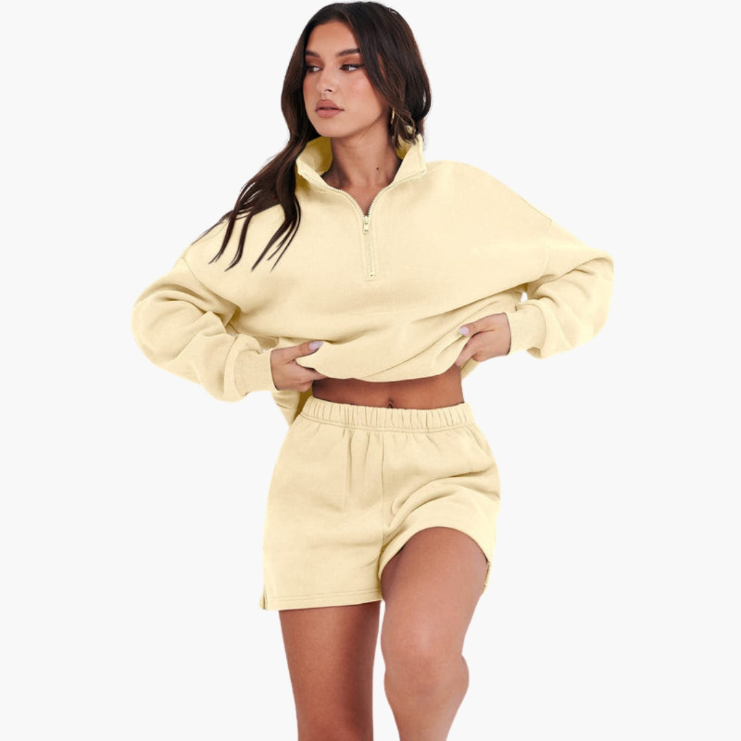 Completo relax donna con collo alto e top con zip