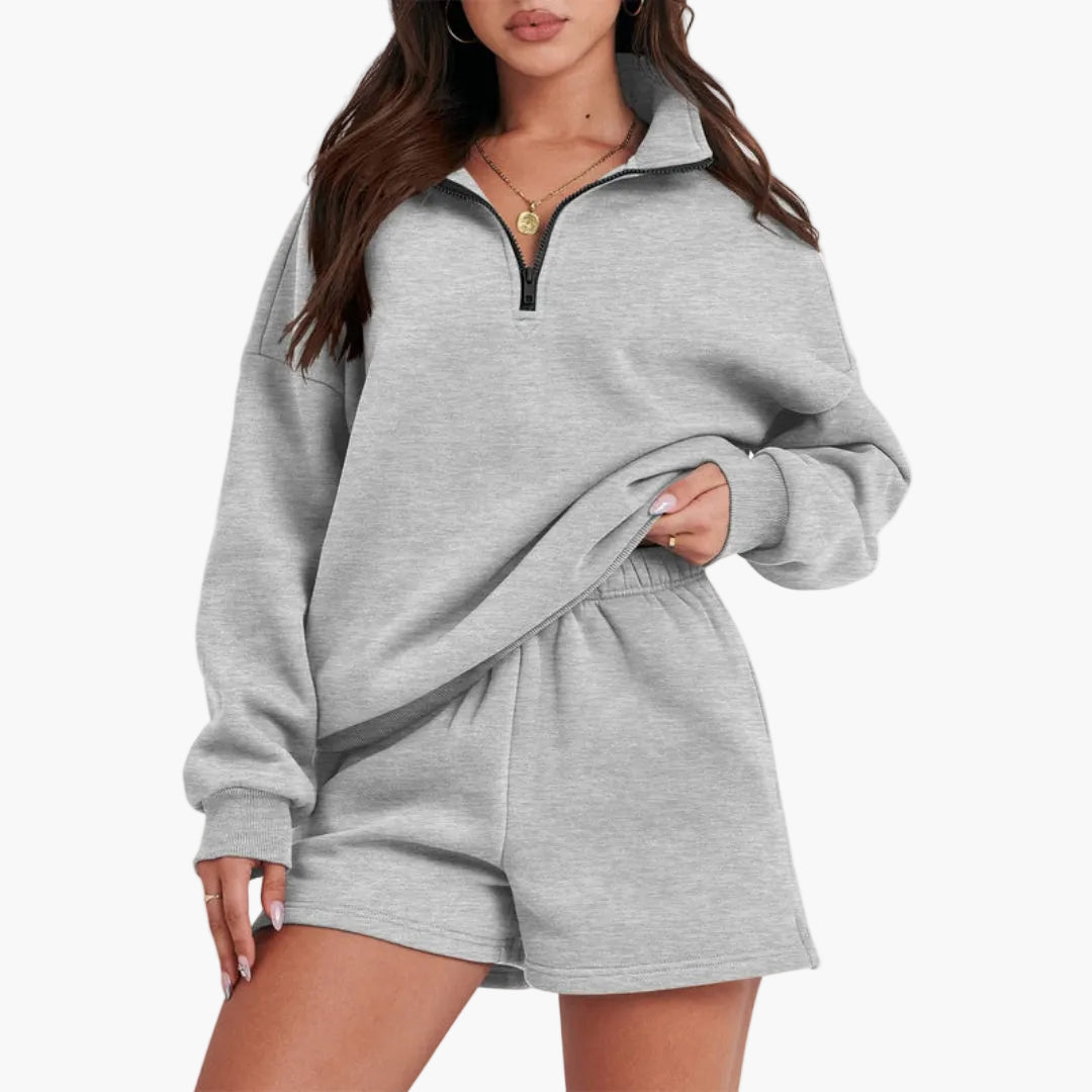 Completo relax donna con collo alto e top con zip