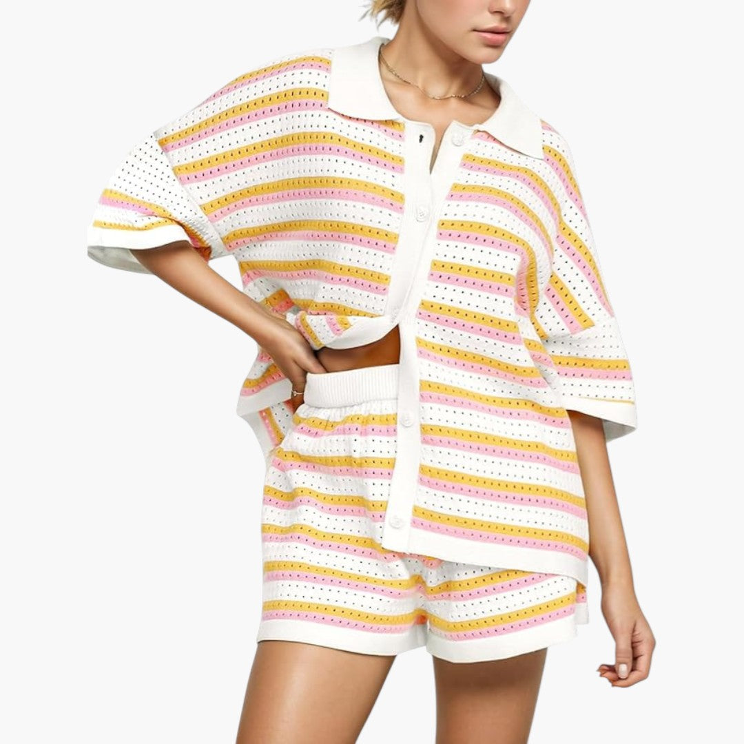 Ensemble deux pièces crochet femmes avec short
