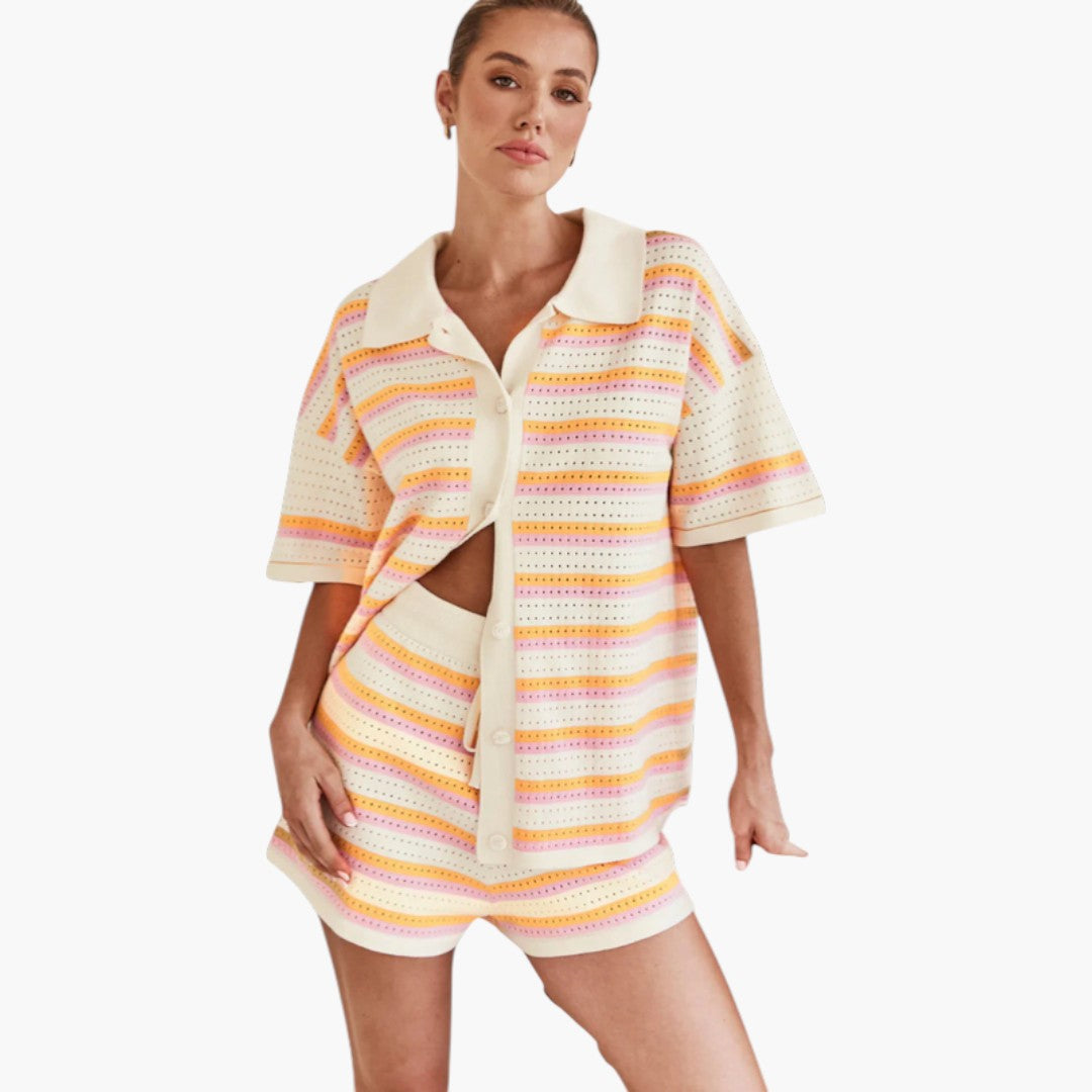 Ensemble deux pièces crochet femmes avec short