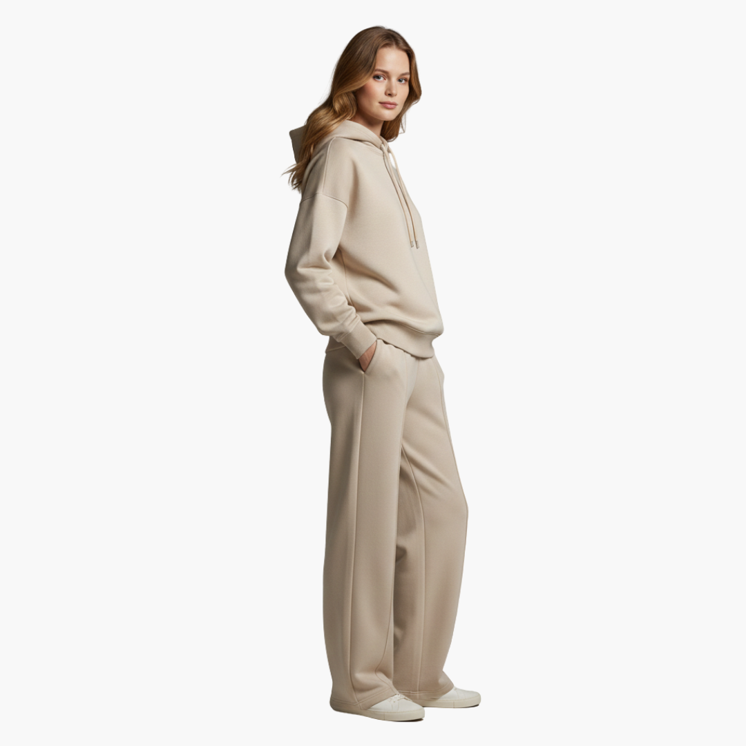 Completo due pezzi donna con felpa con cappuccio
