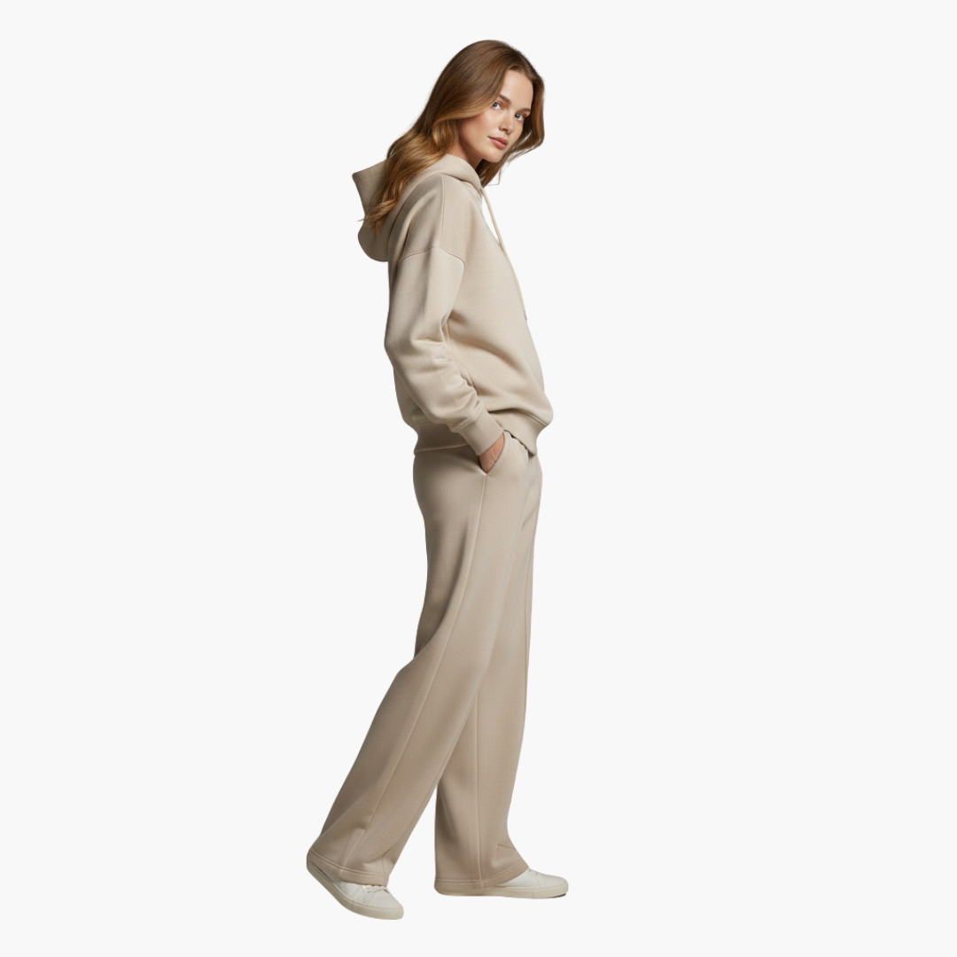 Completo due pezzi donna con felpa con cappuccio