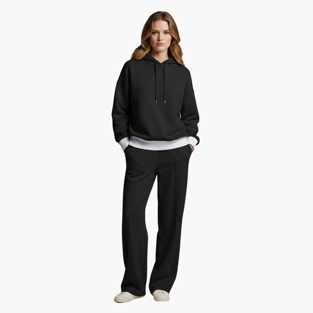 Completo due pezzi donna con felpa con cappuccio