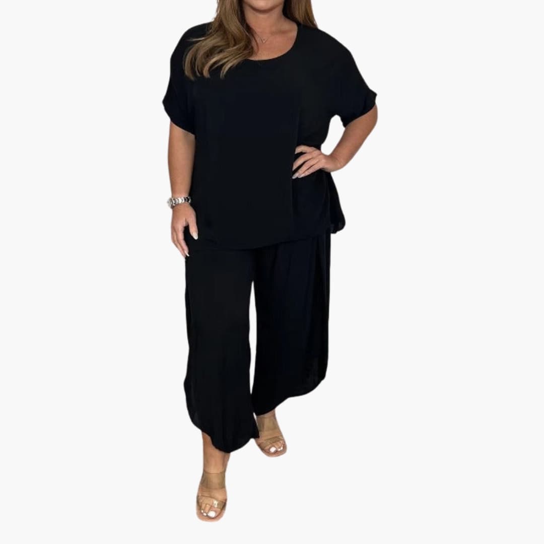 Ensemble deux pièces femme avec haut ample et pantalon large