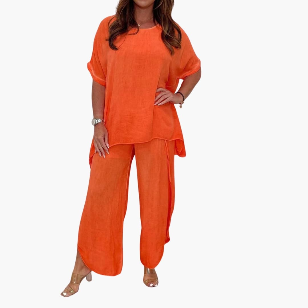 Ensemble deux pièces femme avec haut ample et pantalon large