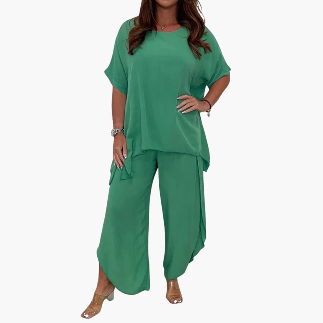 Ensemble deux pièces femme avec haut ample et pantalon large