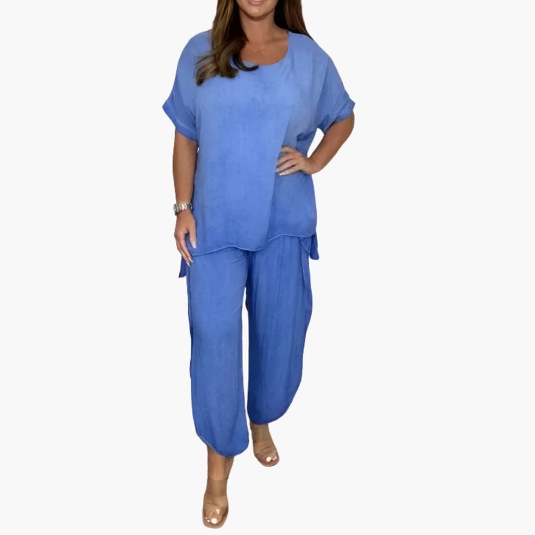 Ensemble deux pièces femme avec haut ample et pantalon large