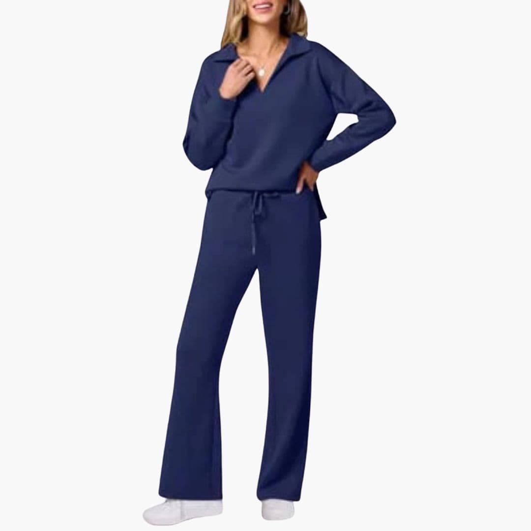 Ensemble deux pièces femme avec haut col en V