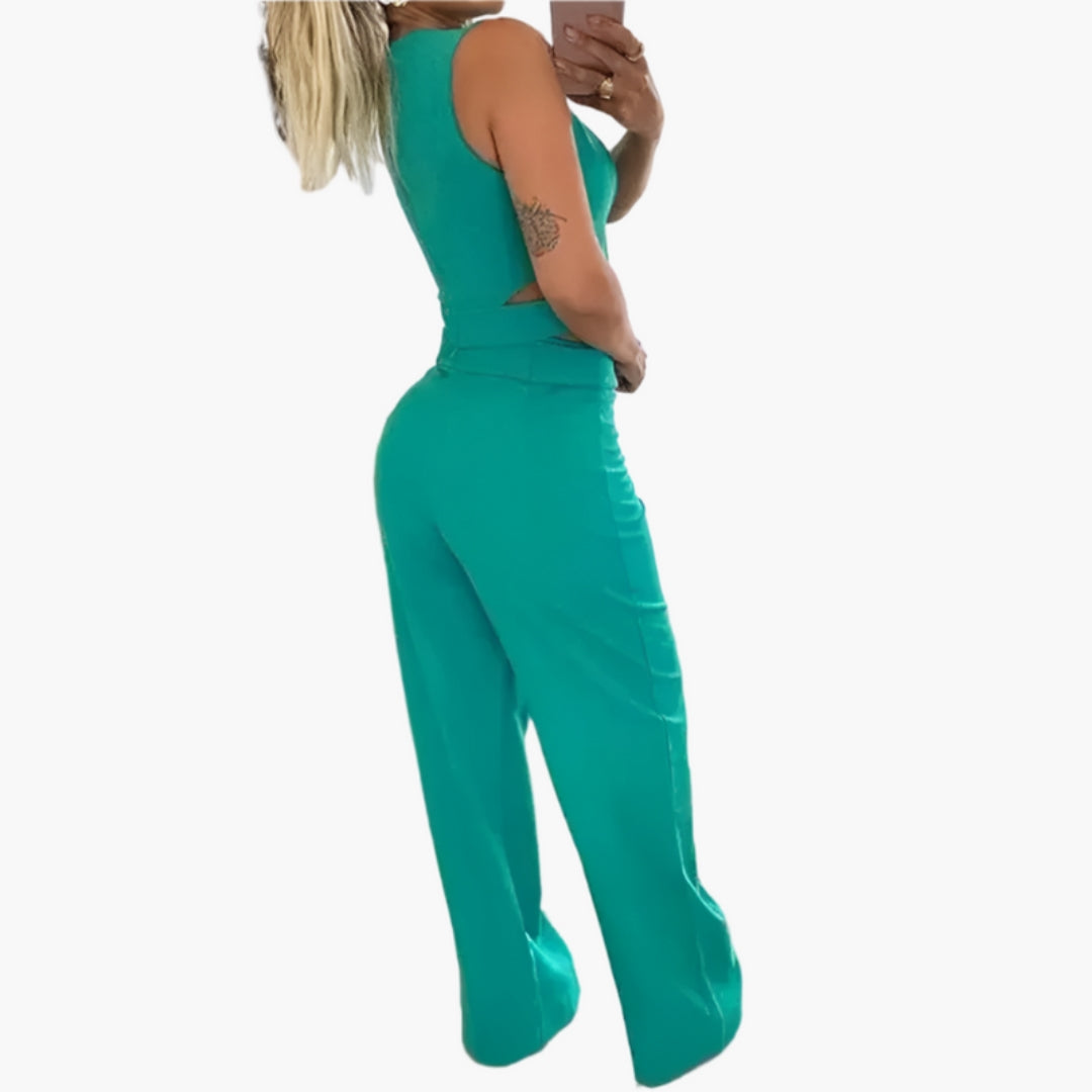 Conjunto de duas peças para senhora com calças largas