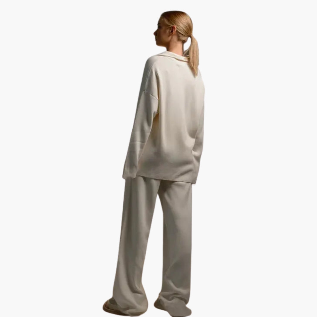 Ensemble deux pièces femme avec haut et pantalon large