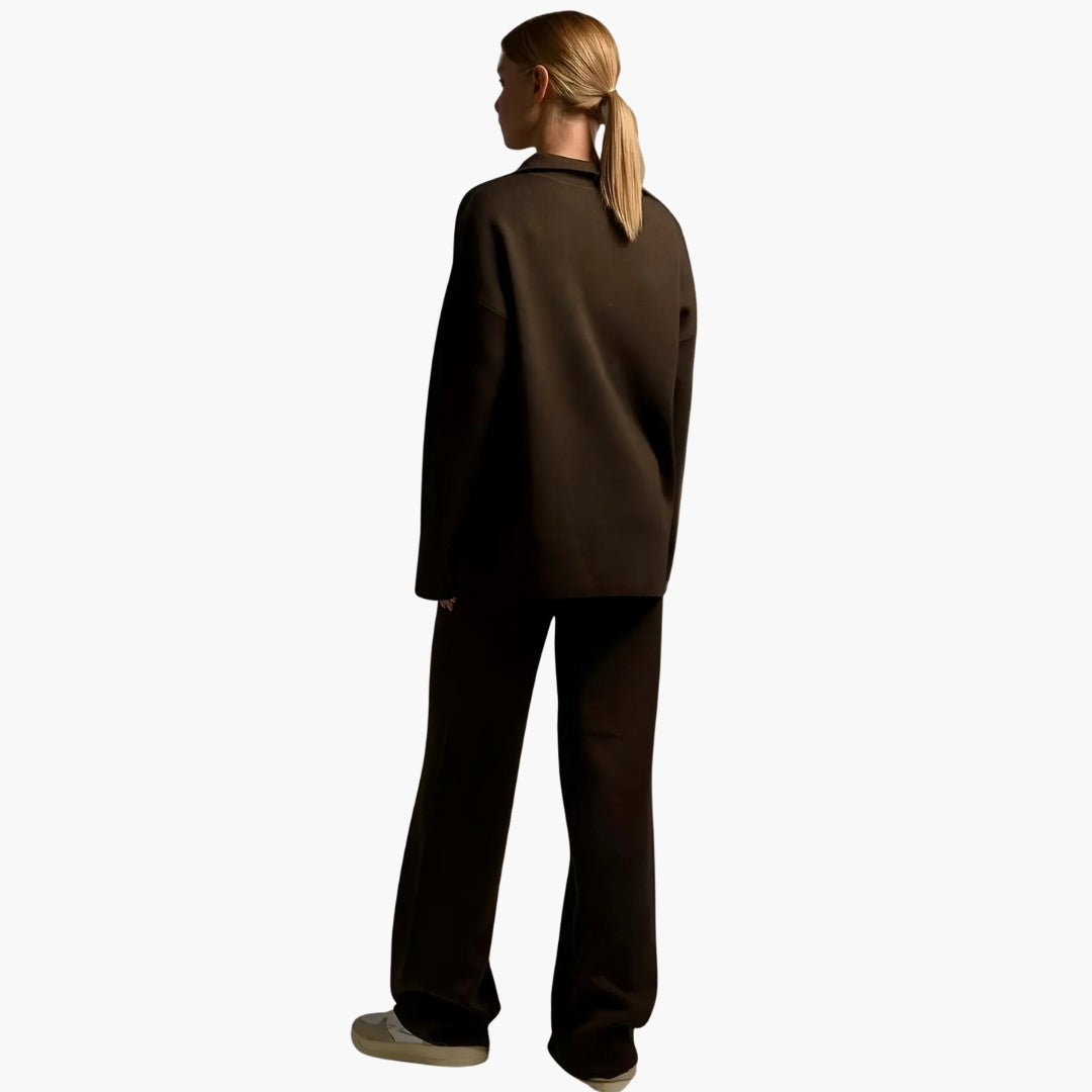 Ensemble deux pièces femme avec haut et pantalon large