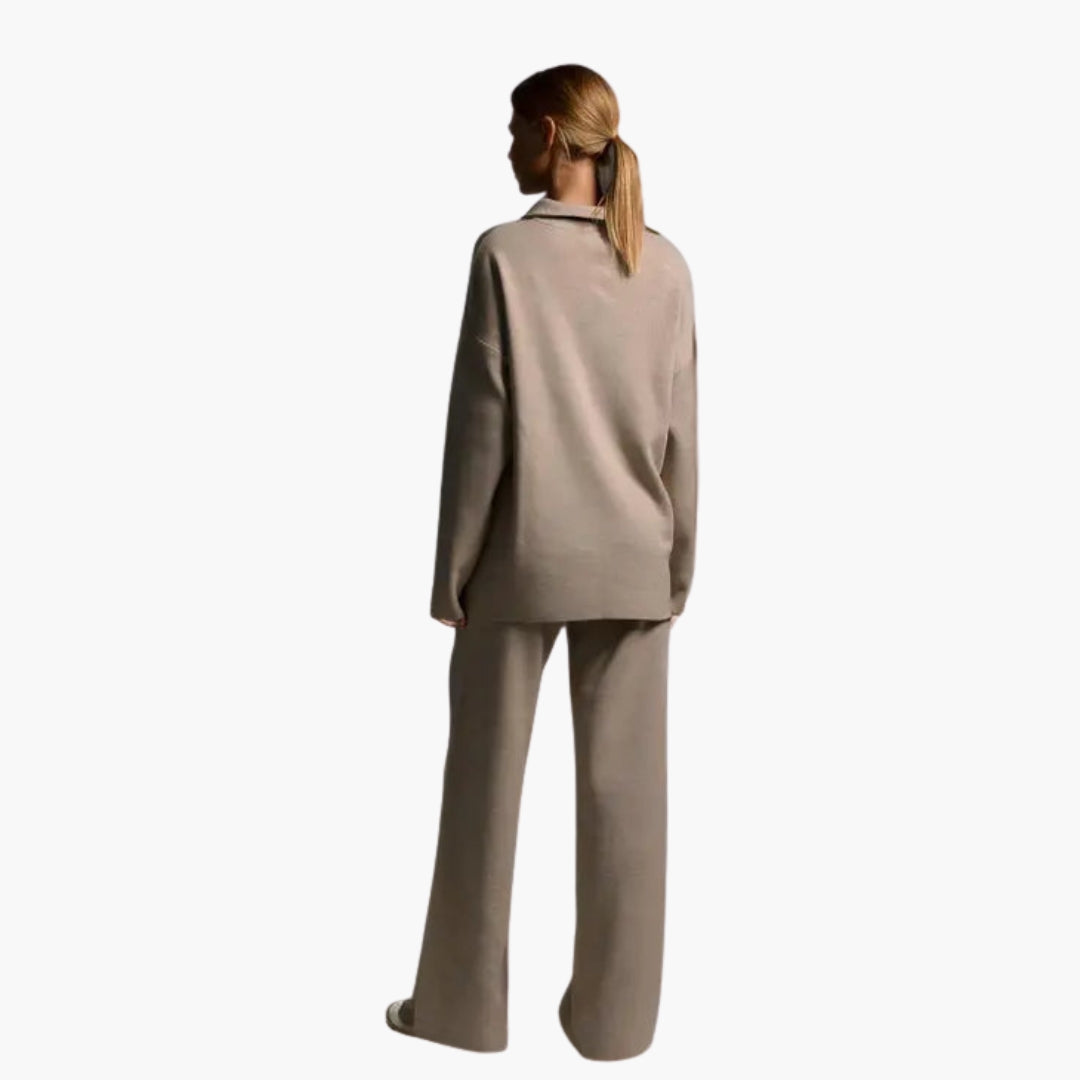 Ensemble deux pièces femme avec haut et pantalon large