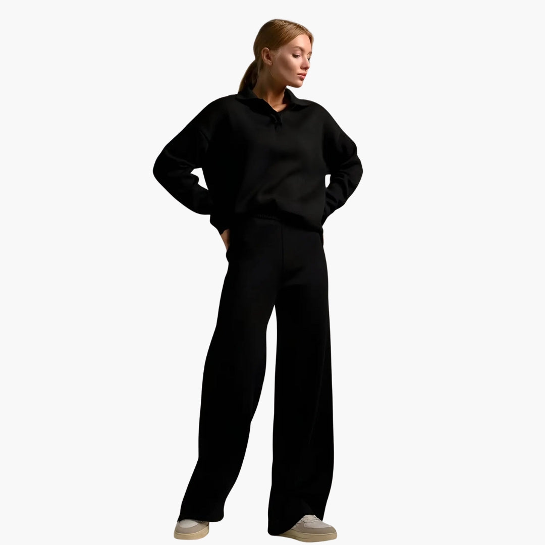 Ensemble deux pièces femme avec haut et pantalon large