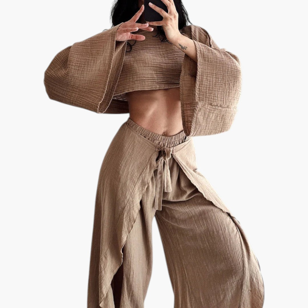 Ensemble deux pièces femme avec pantalon portefeuille