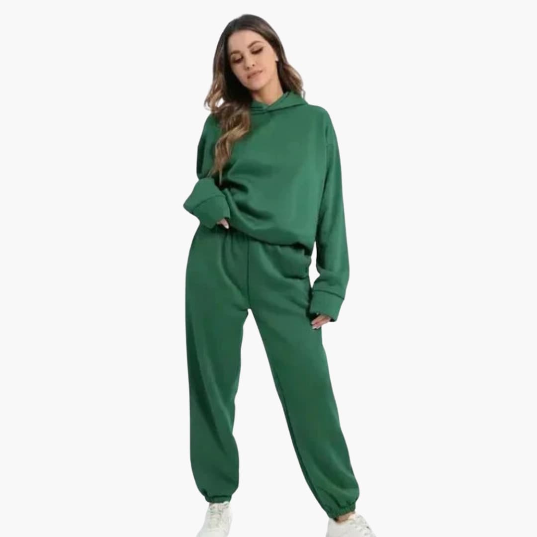 Ensemble deux pièces femme avec sweat à capuche et pantalon jogger