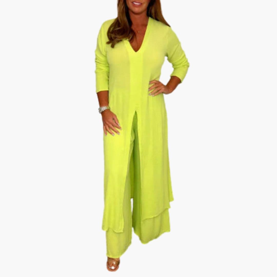 Ensemble deux pièces femme avec tunique longue col en V