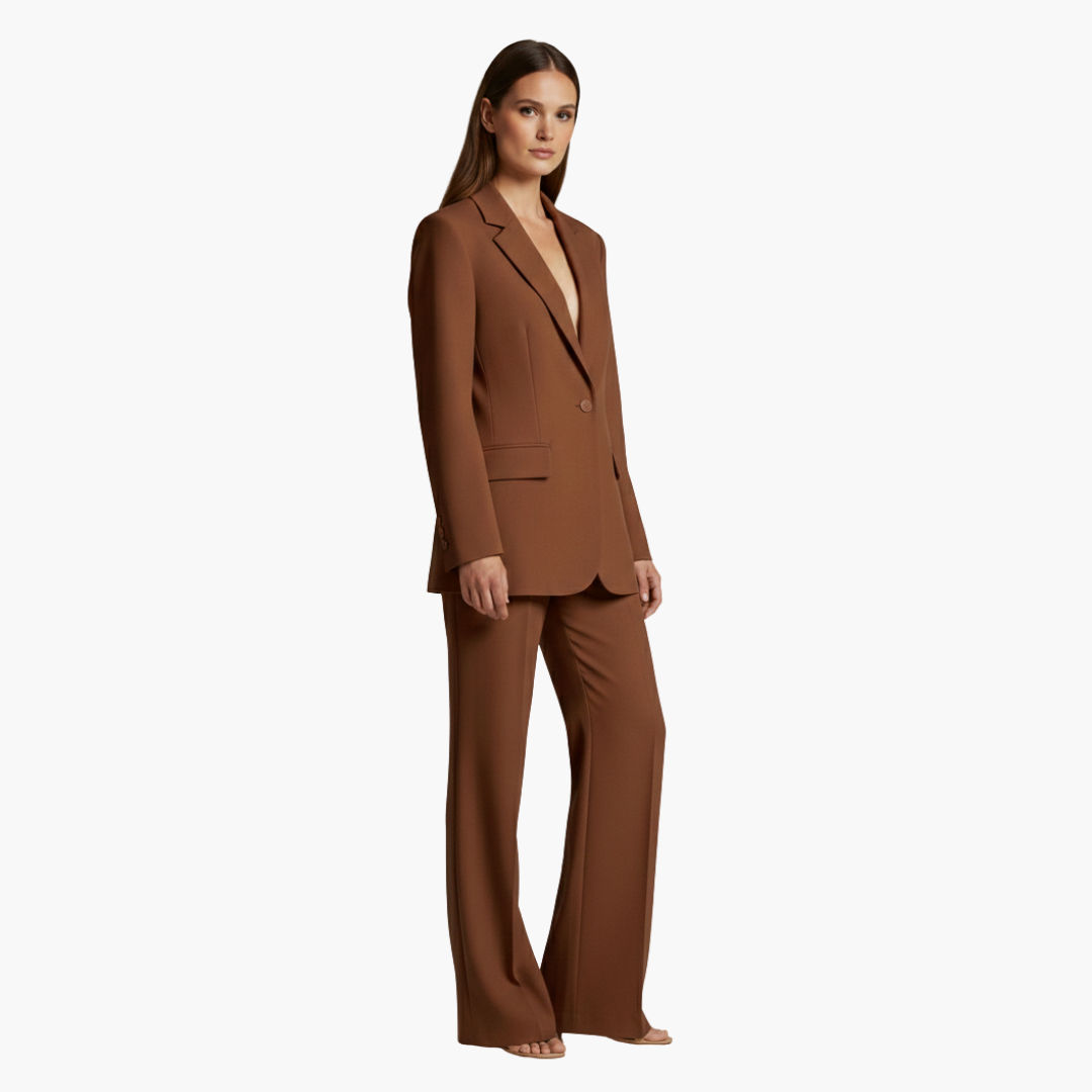 Dames tweedelig set met jas en wijde broek