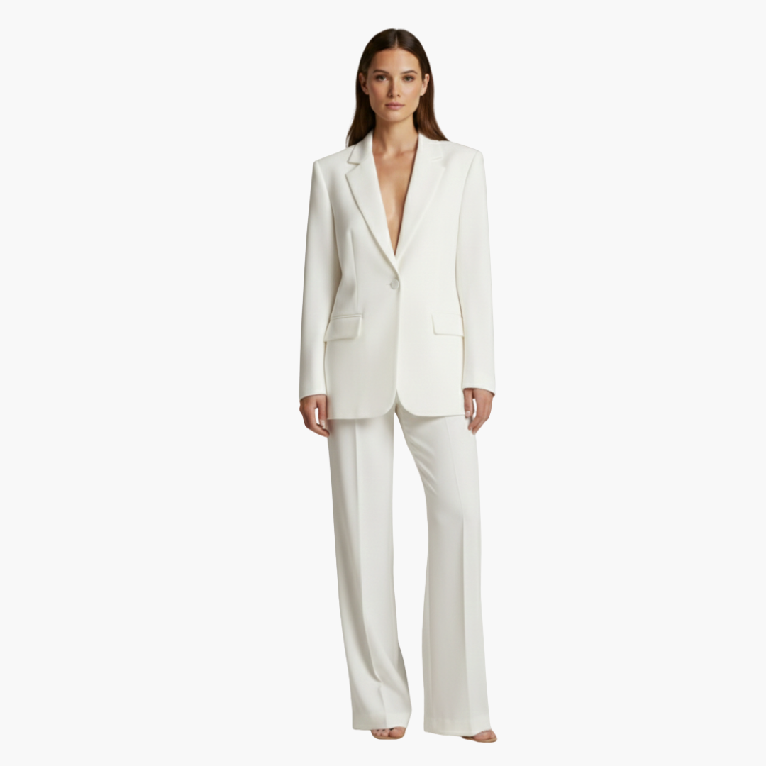 Dames tweedelig set met jas en wijde broek