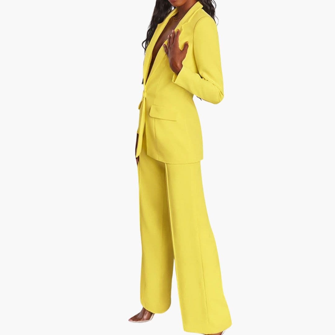 Ensemble deux pièces femme avec veste et pantalon large