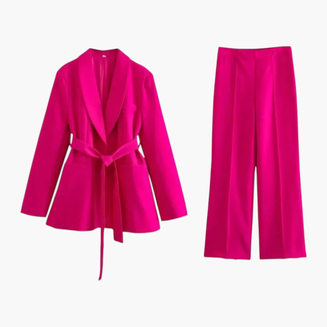 Two-piece women's set with jacket and matching trousers