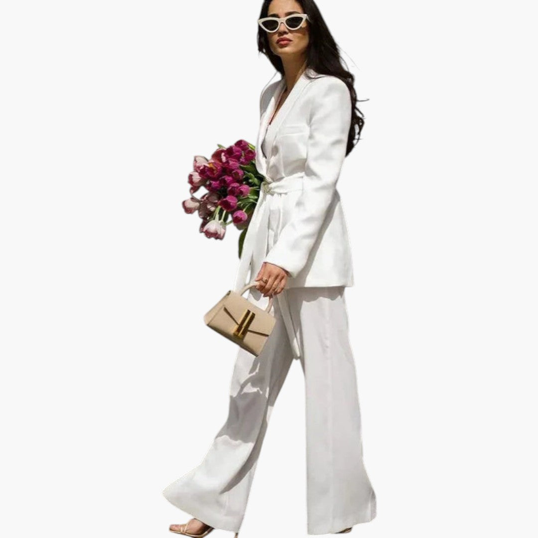 Two-piece women's set with jacket and matching trousers