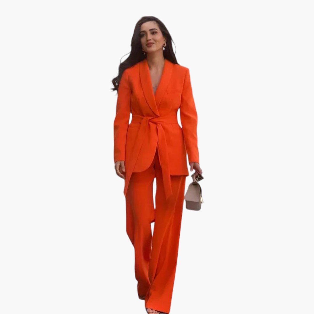 Two-piece women's set with jacket and matching trousers