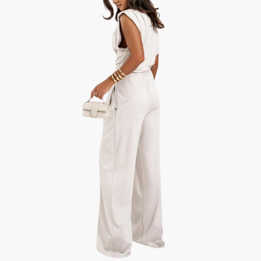 Two-piece women's set with draped top