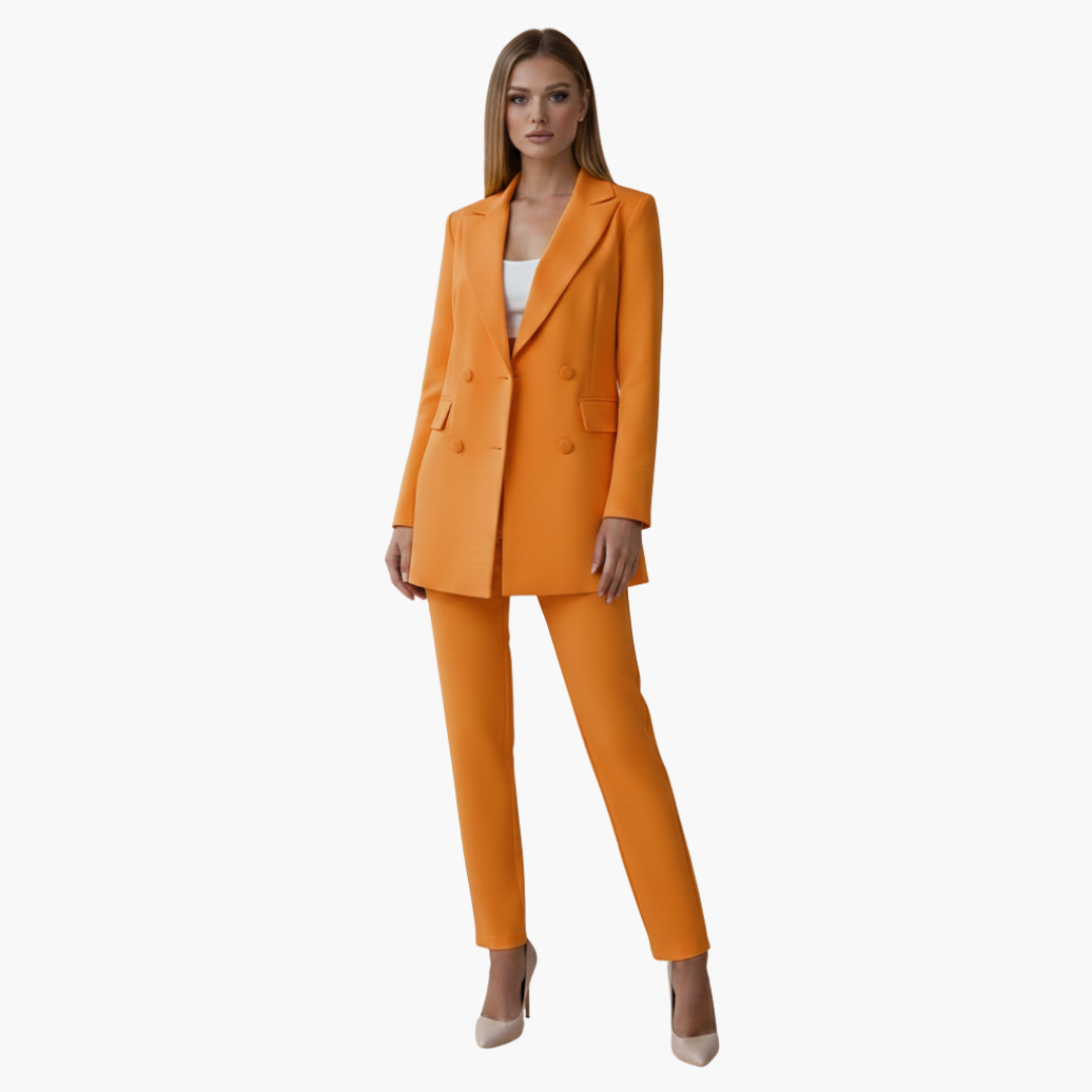 Completo donna con giacca e pantaloni a vita alta