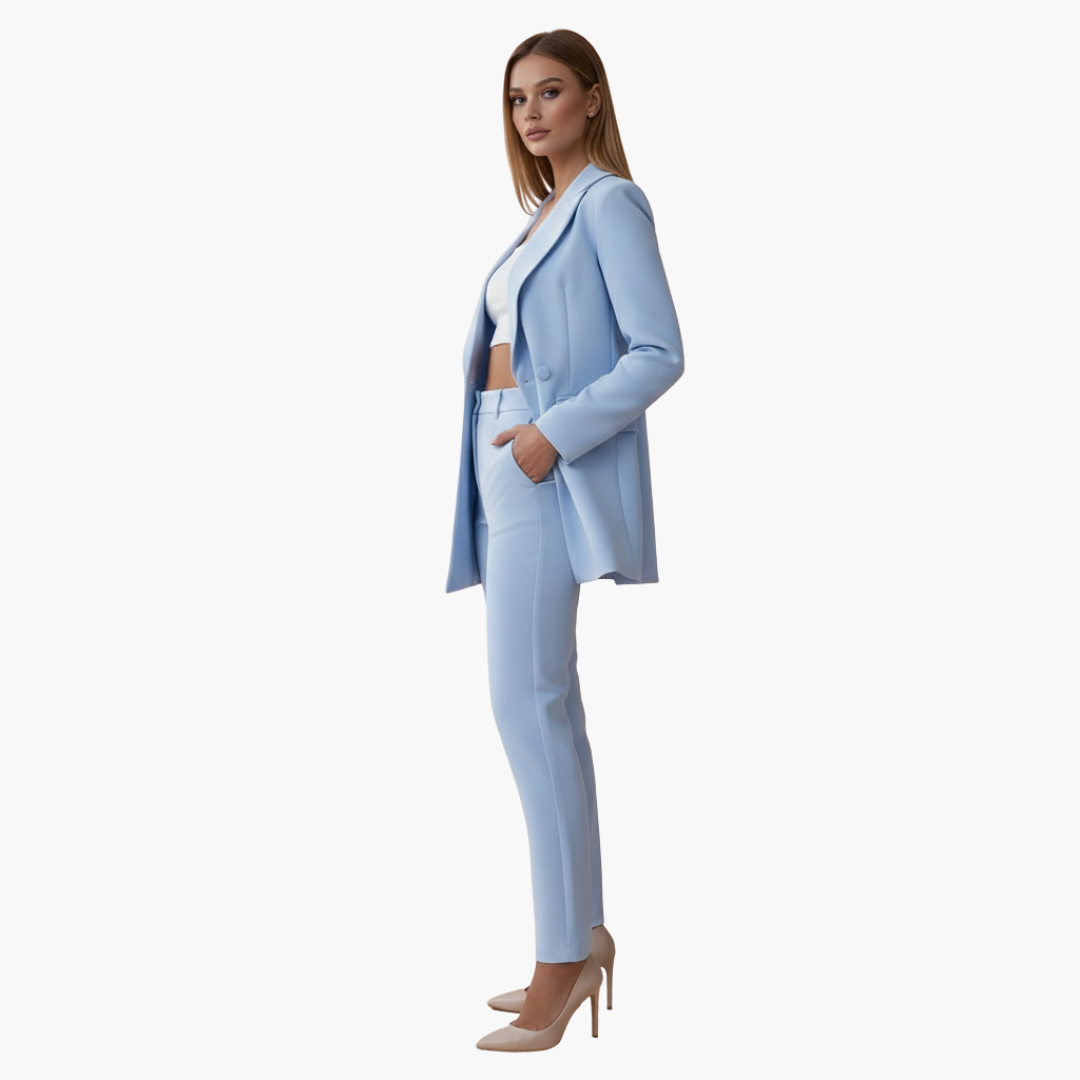 Ensemble femme avec veste et pantalon taille haute