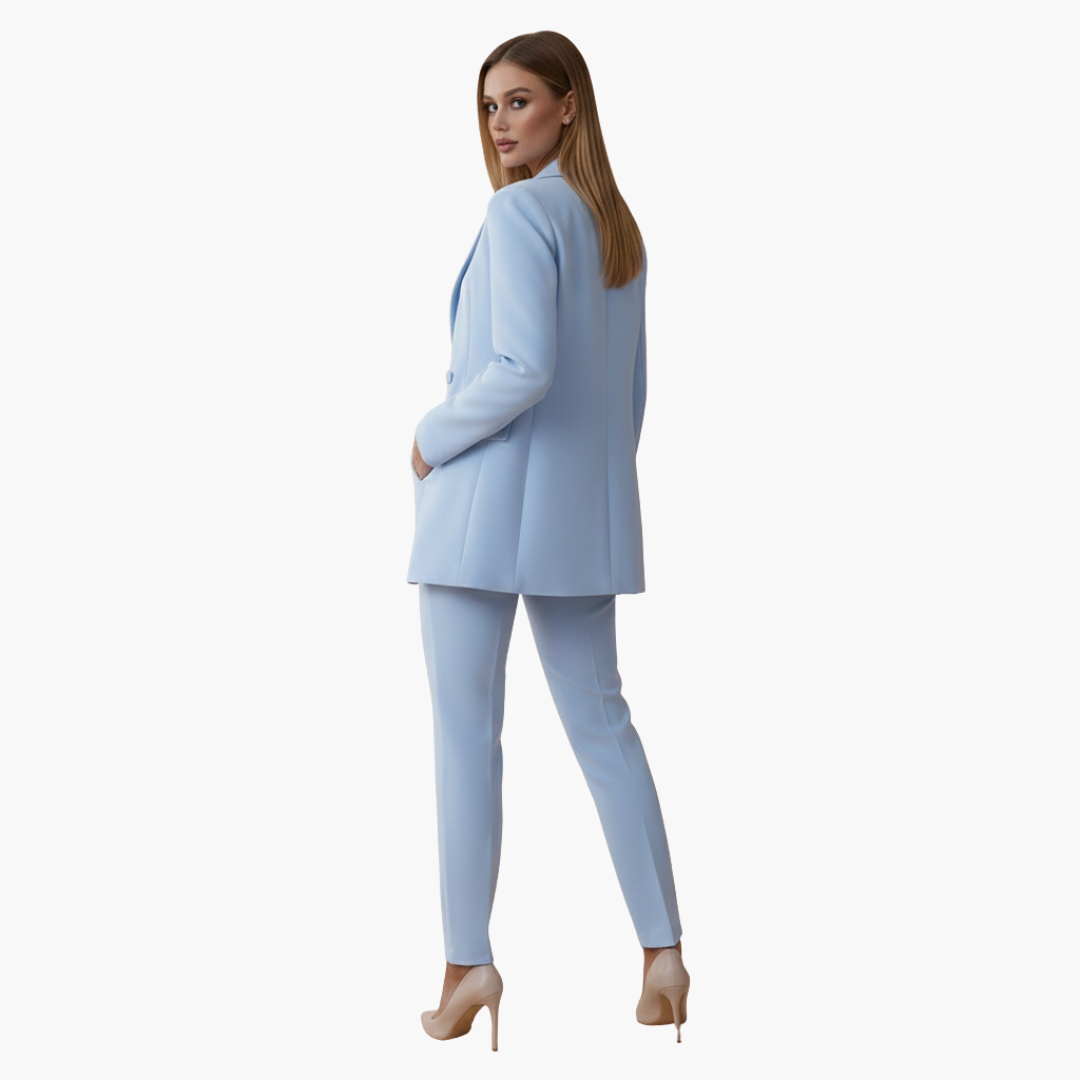 Completo donna con giacca e pantaloni a vita alta