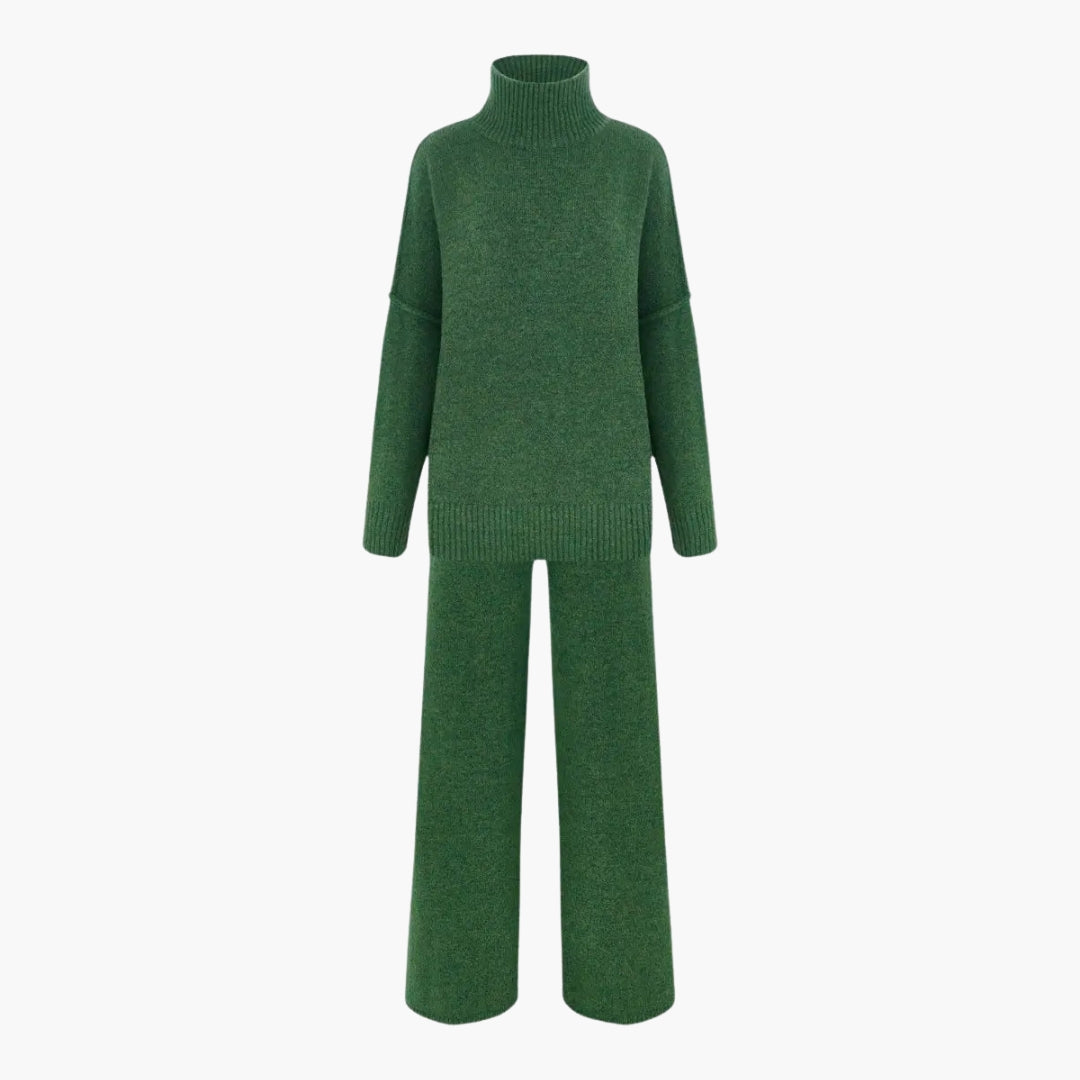 Ensemble femme en maille avec col roulé ample