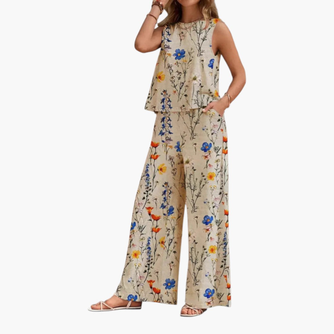 Ensemble femmes a haut sans manches et pantalon large