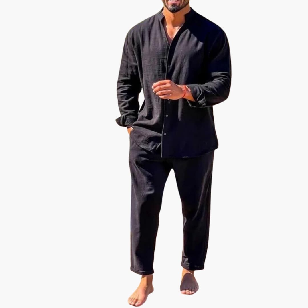 Ensemble homme 2 pièces avec chemise boutonnée et pantalon à coupe droite