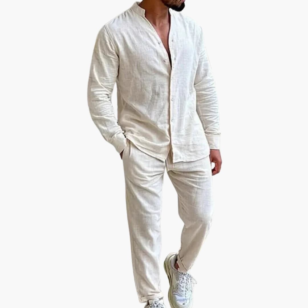 Ensemble homme 2 pièces avec chemise boutonnée et pantalon à coupe droite
