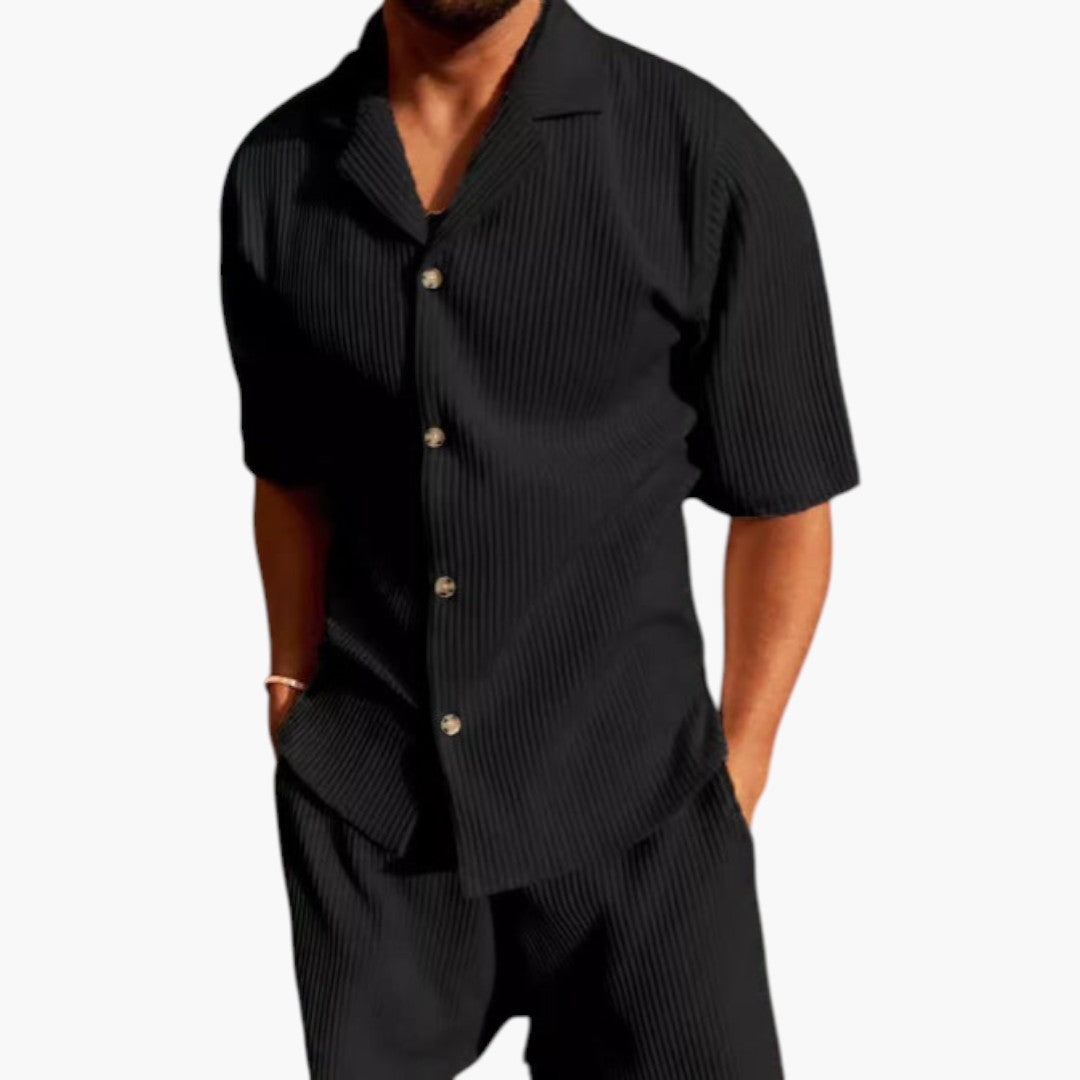 Conjunto para hombres de manga corta con superficie acanalada