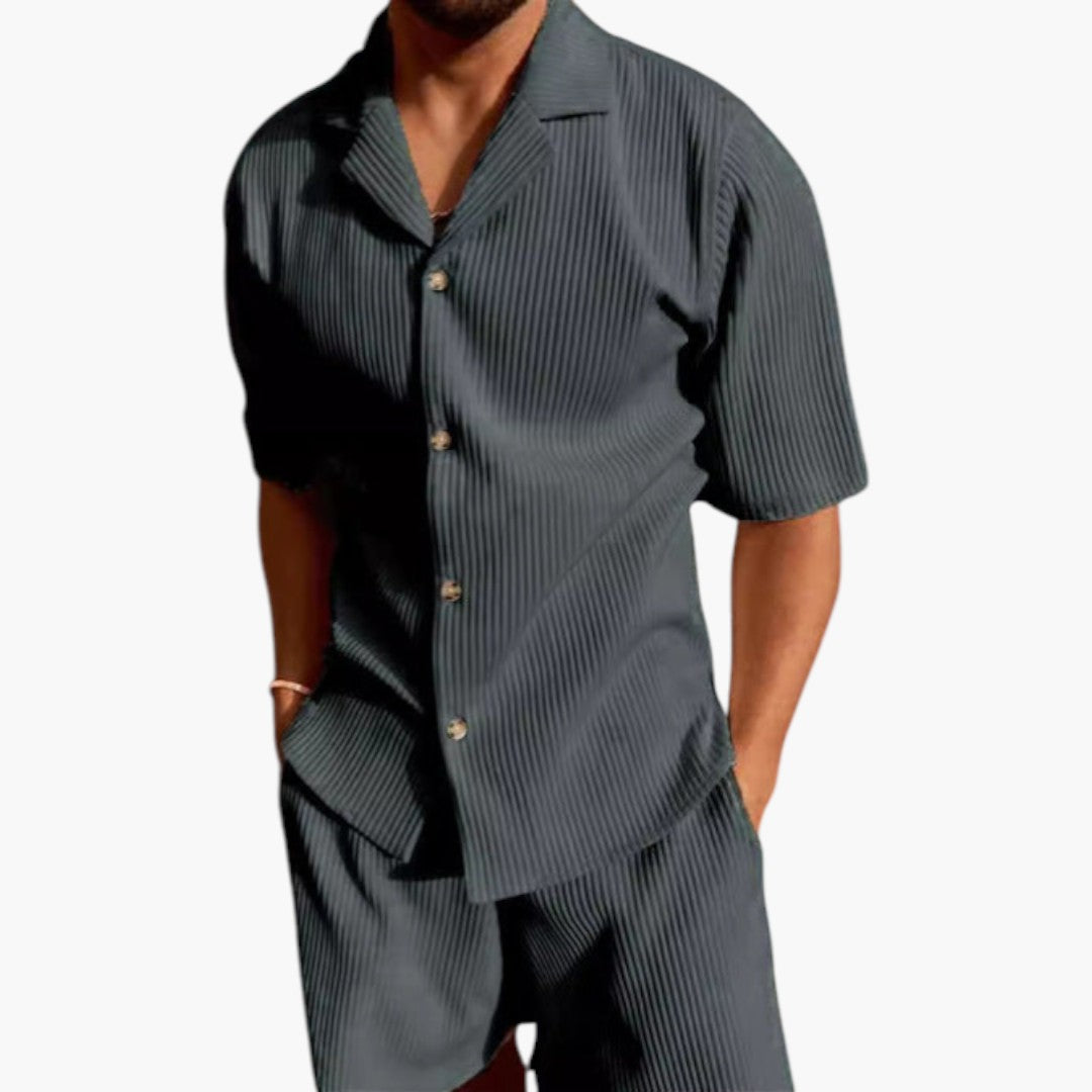 Conjunto para hombres de manga corta con superficie acanalada