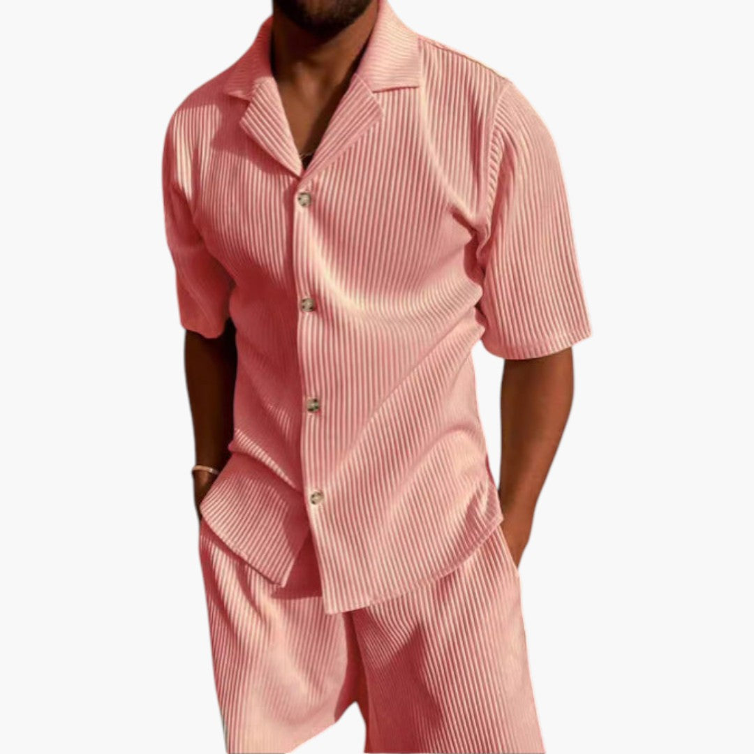 Conjunto para hombres de manga corta con superficie acanalada