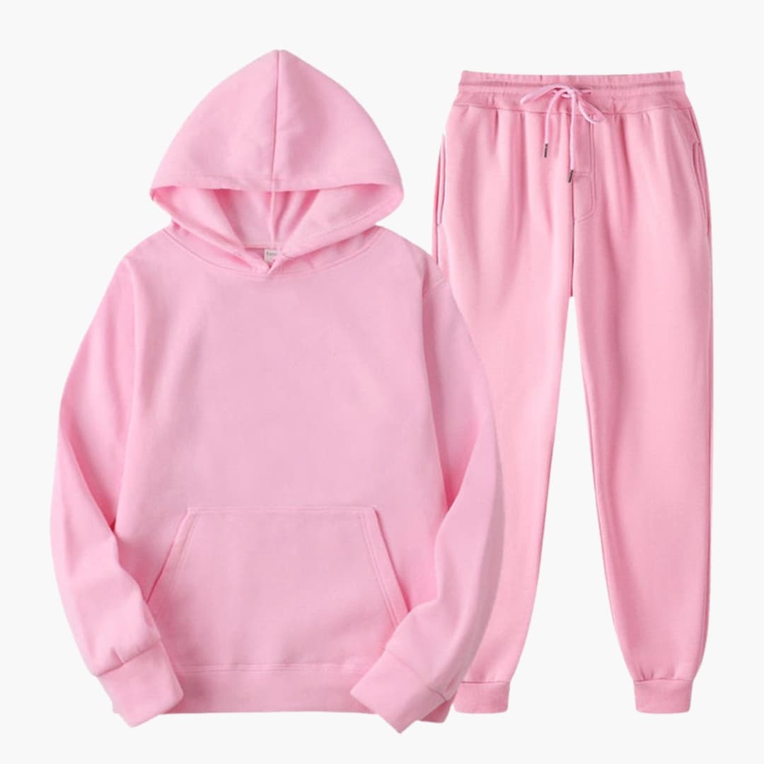Women's jogging set with elastic waistband and long sleeves