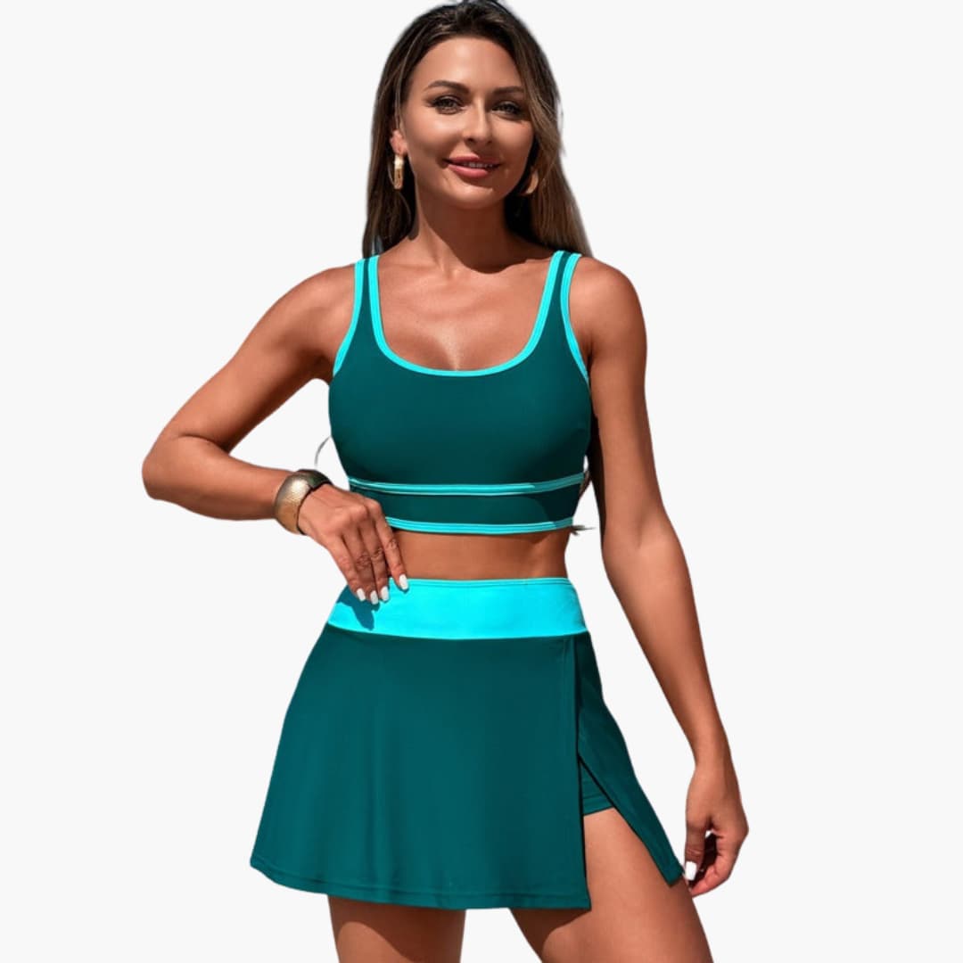 Ensemble jupe de bain femme à taille élastique