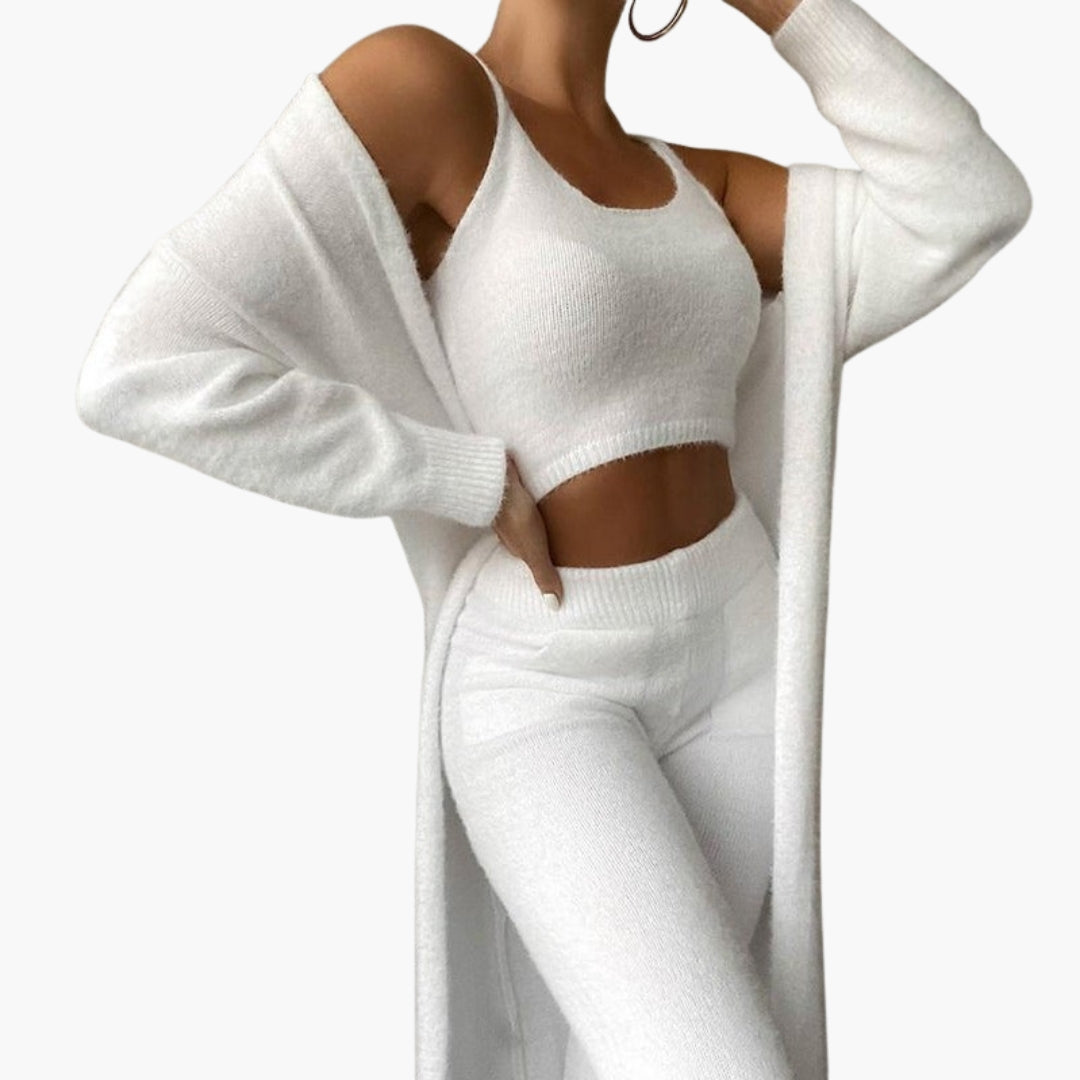 Ensemble lounge femmes a crop haut et cardigan ouvert