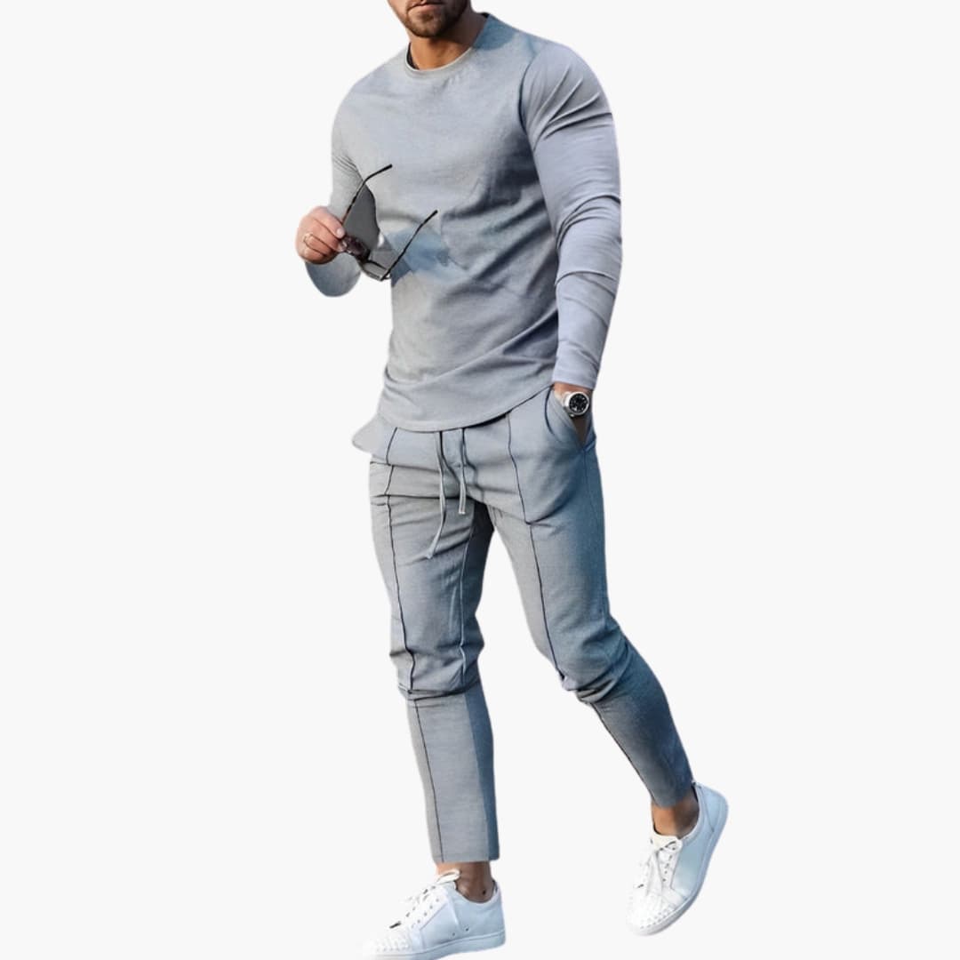 Ensemble loungewear homme 2 pièces avec sweat col rond et joggers fuselés